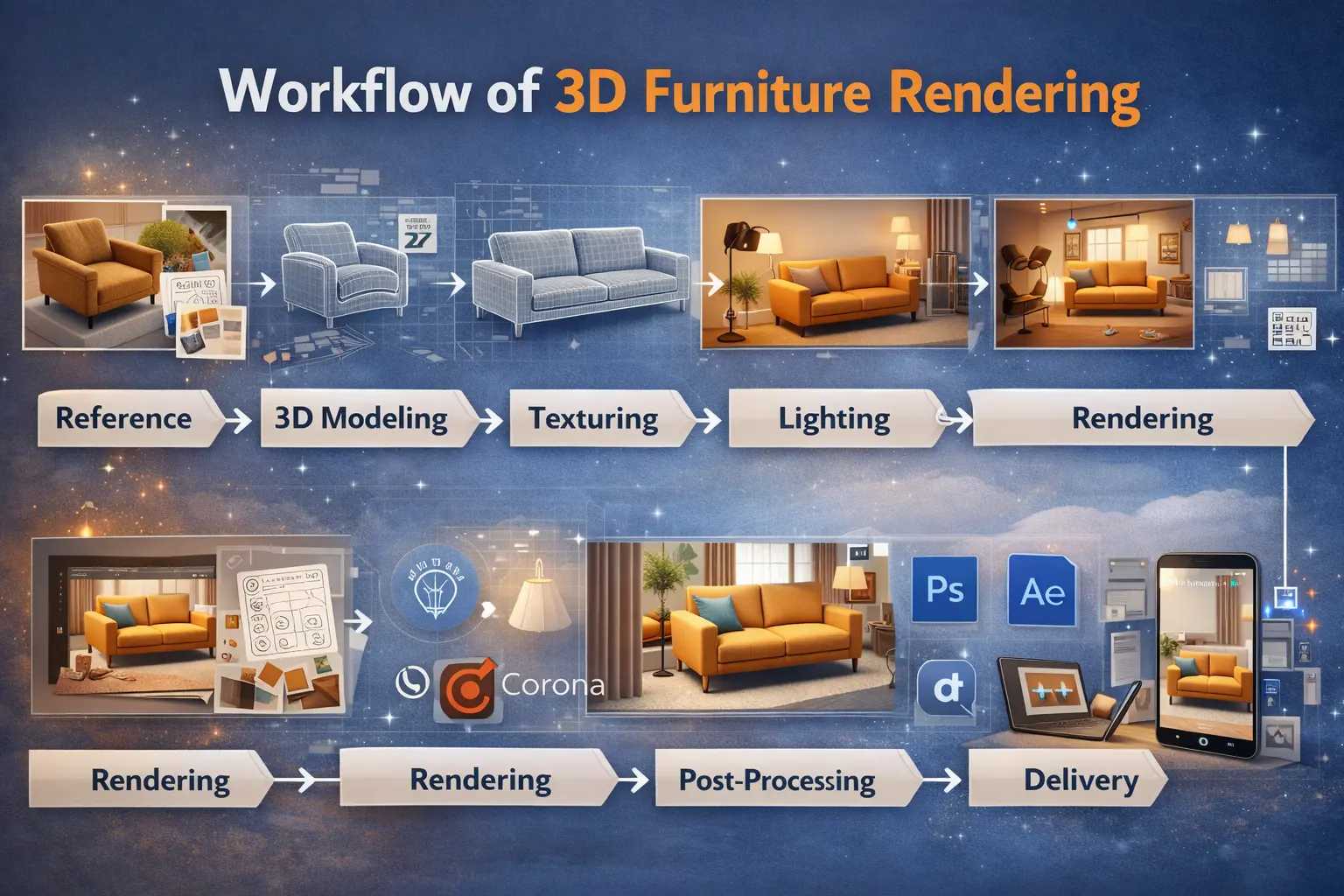 Workflow of 3D Furniture Rendering 