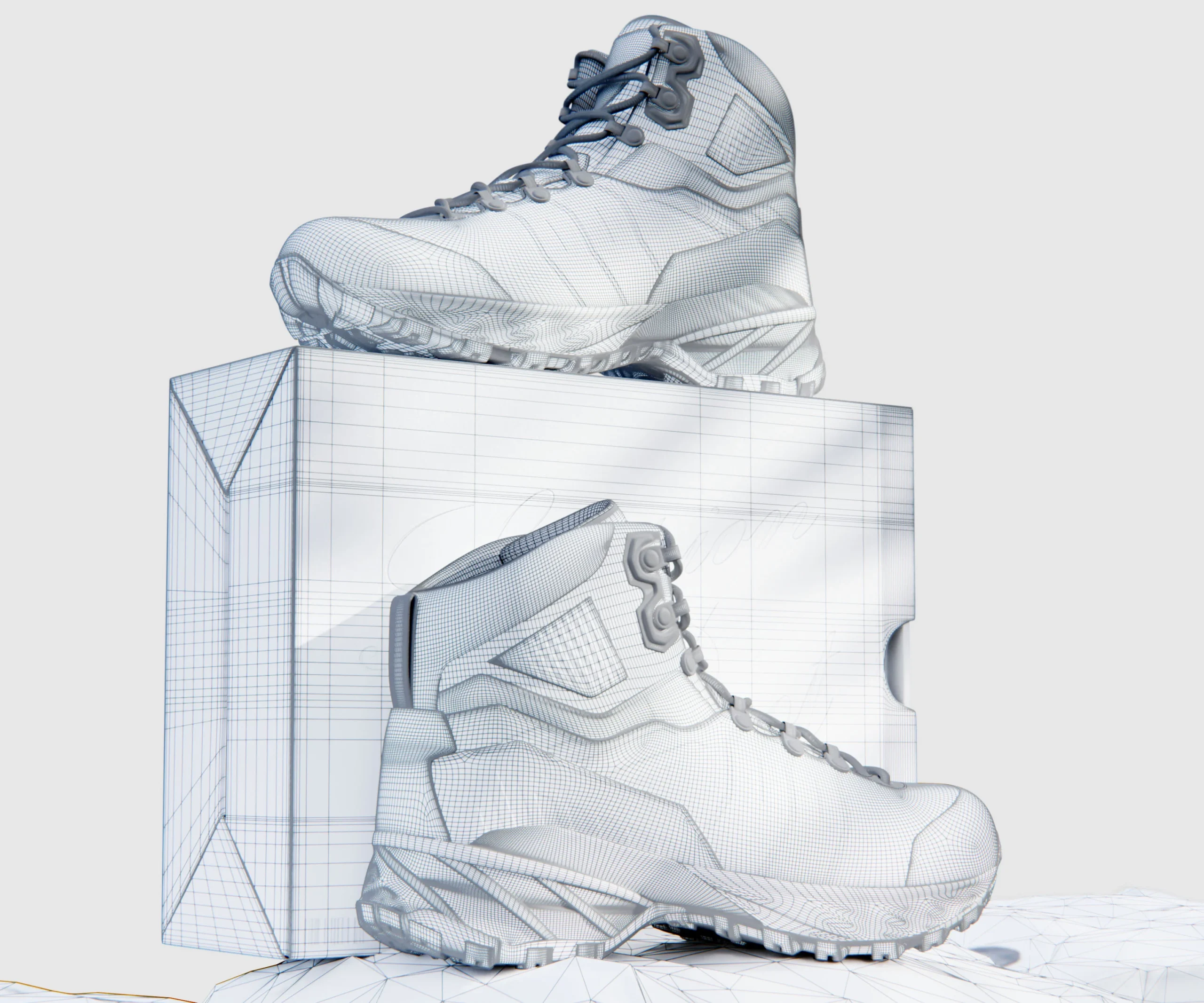 Stylish_Boot_Angle_Wireframe